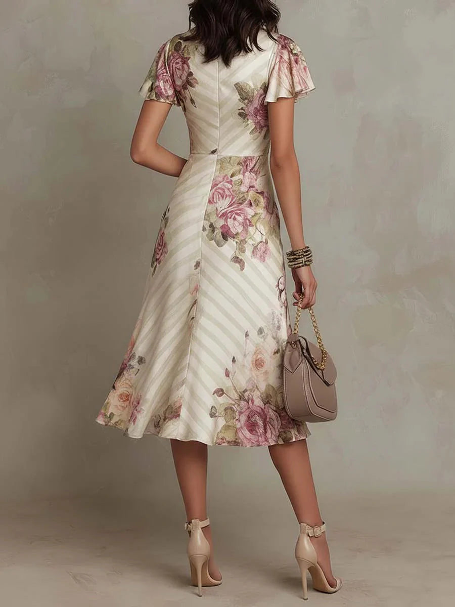 Auviero™ | Robe Élégante Drapée Florale Camille