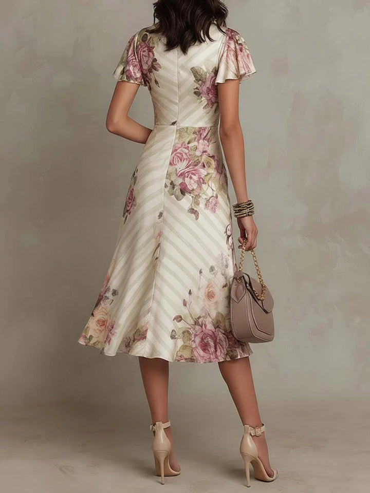 Auviero™ | Robe Élégante Drapée Florale Camille