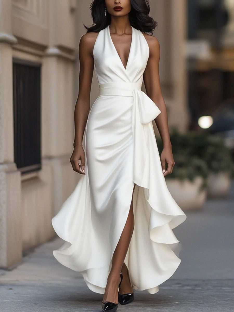 Auviero™ | Robe en Satin Drapée à la Taille