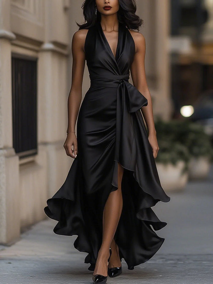 Auviero™ | Robe en Satin Drapée à la Taille