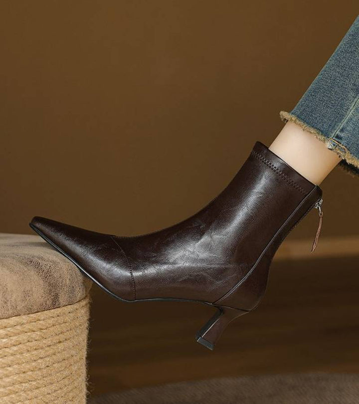 Auviero™ | Bottines en cuir à talon élégant