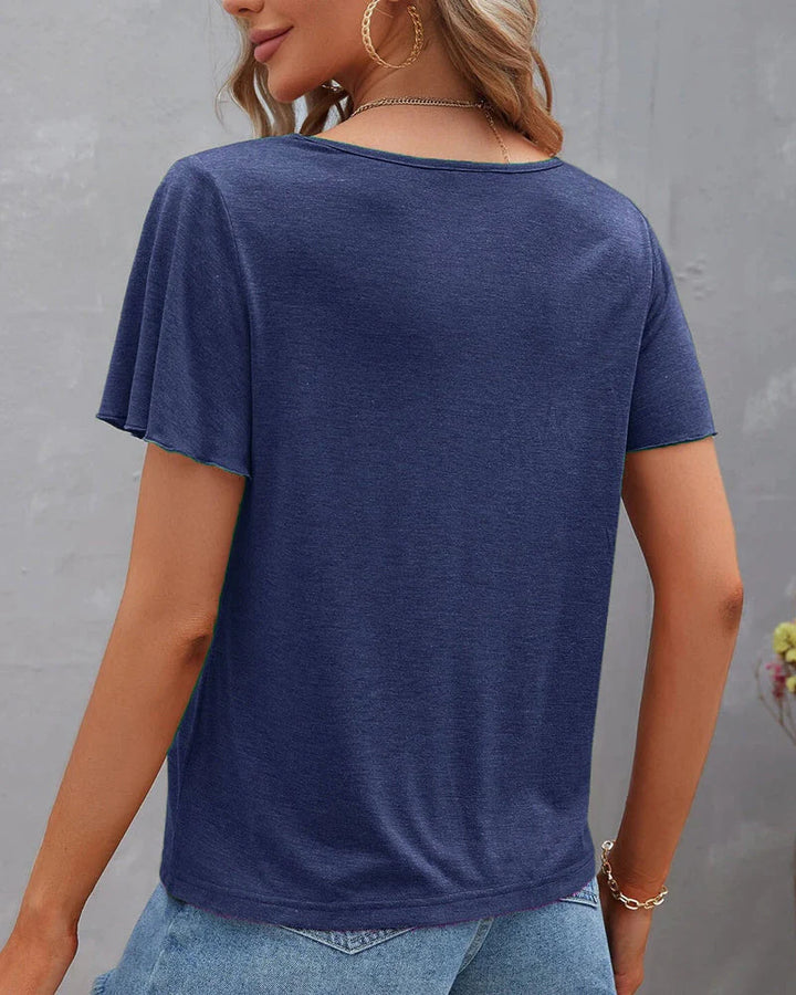T-shirt à découpes de couleur unie