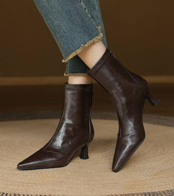Auviero™ | Bottines en cuir à talon élégant