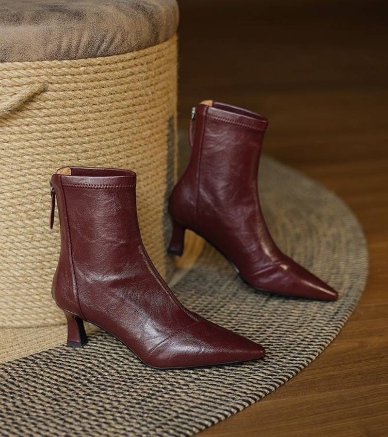 Auviero™ | Bottines en cuir à talon élégant