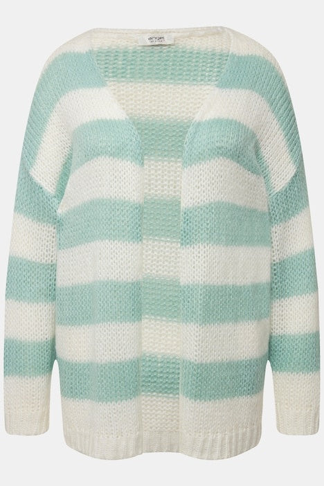 Cardigan oversized avec coupe ouverte, encolure en V et manches longues. Larges rayures