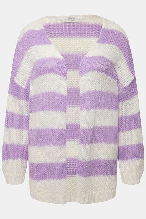 Cardigan oversized avec coupe ouverte, encolure en V et manches longues. Larges rayures