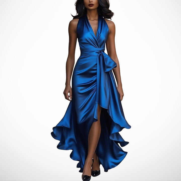 Auviero™ | Robe en Satin Drapée à la Taille