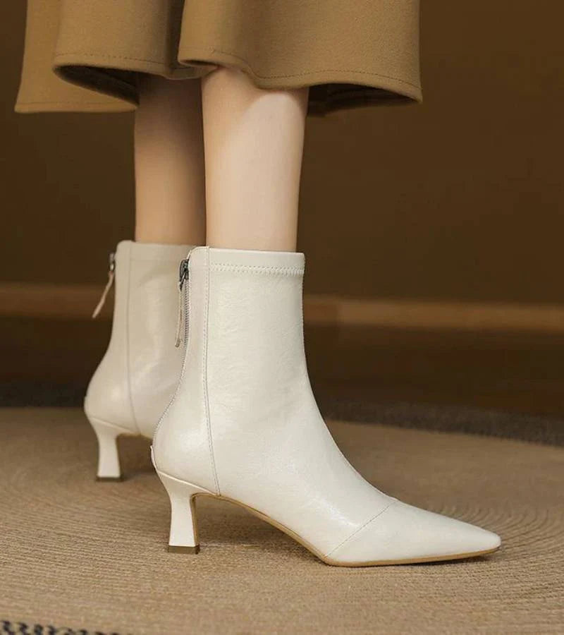 Auviero™ | Bottines en cuir à talon élégant