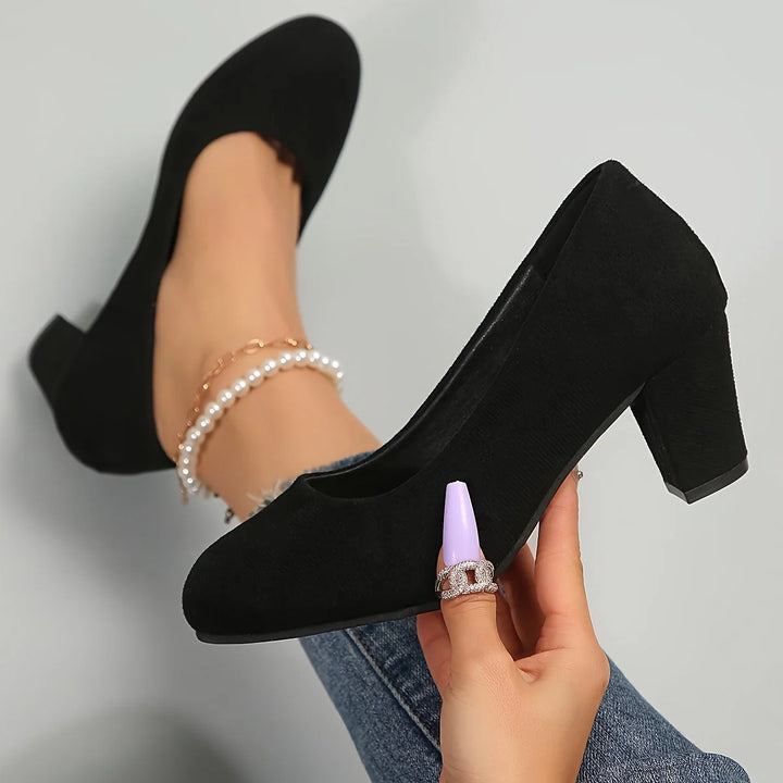 Sylvie™ | Escarpins à Bout Large et Talon Stable