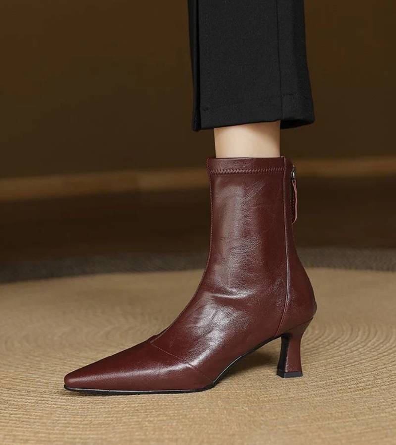 Auviero™ | Bottines en cuir à talon élégant