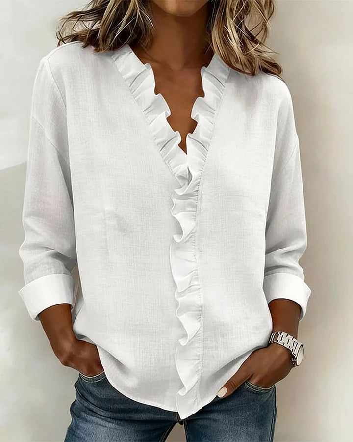 Claire™ | Blouse col V à volants