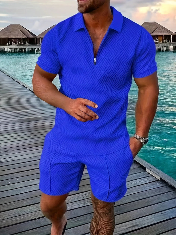 Ensemble Polo et Shorts Géométriques Décontractés et Stylés