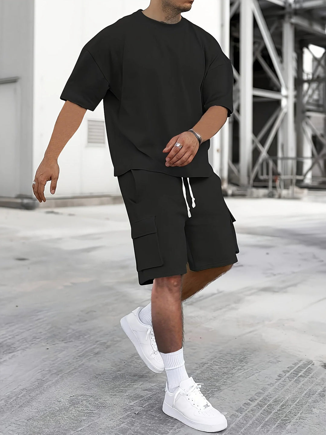 Ensemble T-shirt Décontracté et Pantalons Cargo pour Hommes