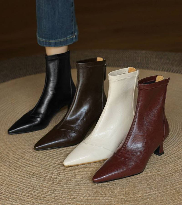 Auviero™ | Bottines en cuir à talon élégant