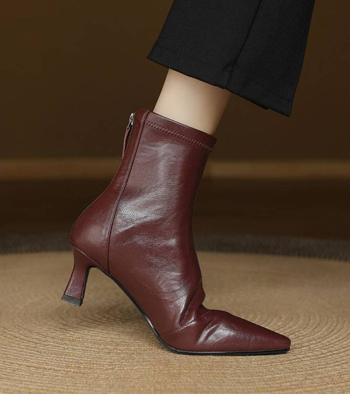 Auviero™ | Bottines en cuir à talon élégant