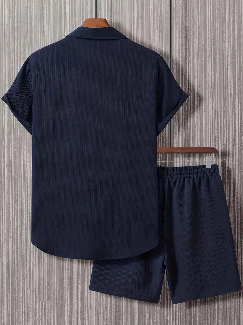 Ensemble de Chemise et Pantalons Courts Bleu Marine