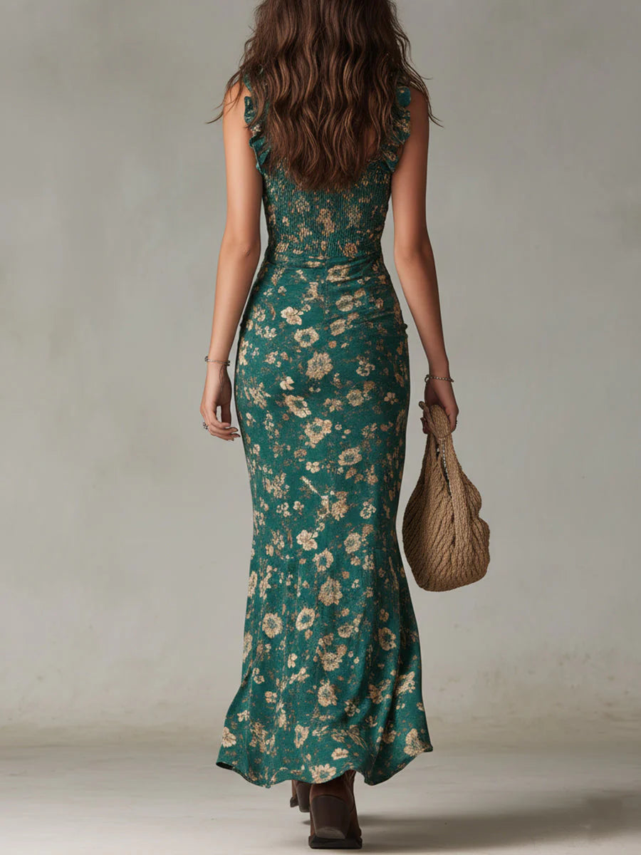 Auviero™ | Robe Élégante Fendue Bohème Jade