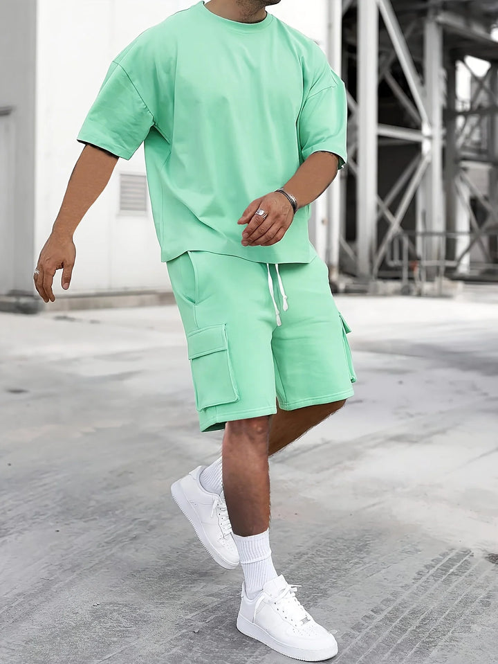 Ensemble T-shirt Décontracté et Pantalons Cargo pour Hommes