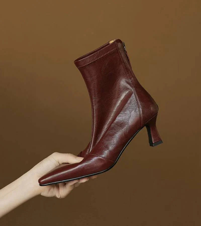 Auviero™ | Bottines en cuir à talon élégant