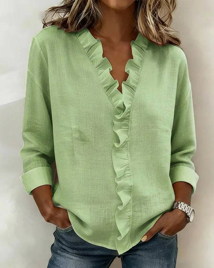 Claire™ | Blouse col V à volants