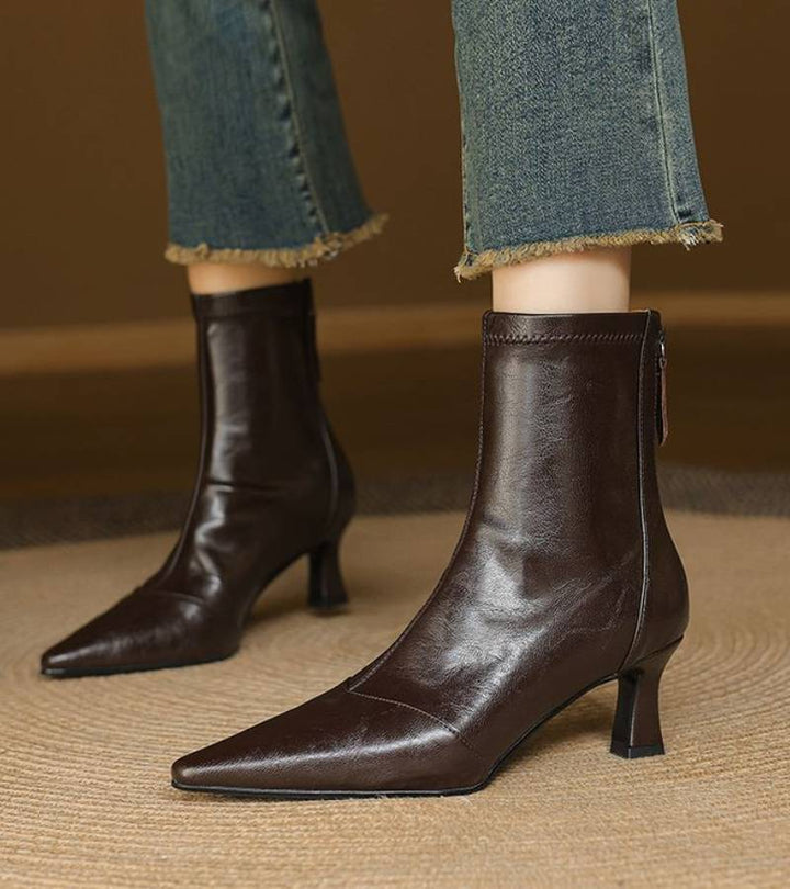 Auviero™ | Bottines en cuir à talon élégant