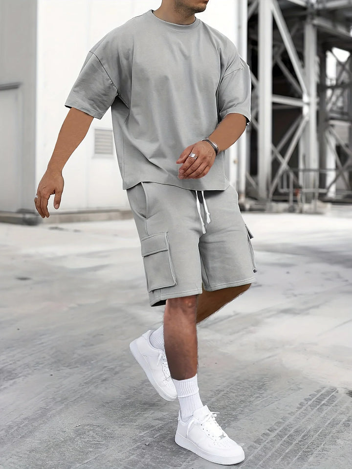 Ensemble T-shirt Décontracté et Pantalons Cargo pour Hommes