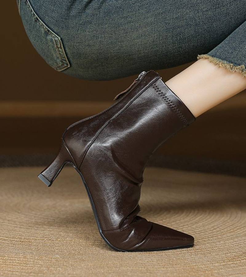 Auviero™ | Bottines en cuir à talon élégant