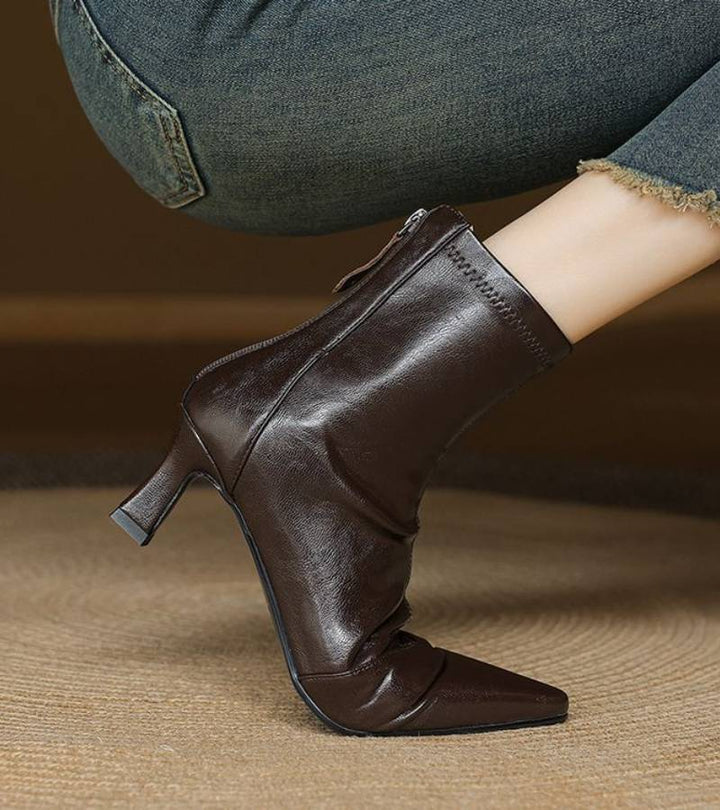 Auviero™ | Bottines en cuir à talon élégant