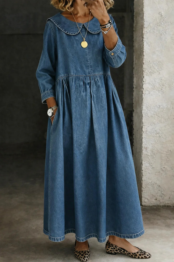 Clara™ | Robe en jean à col Peter Pan