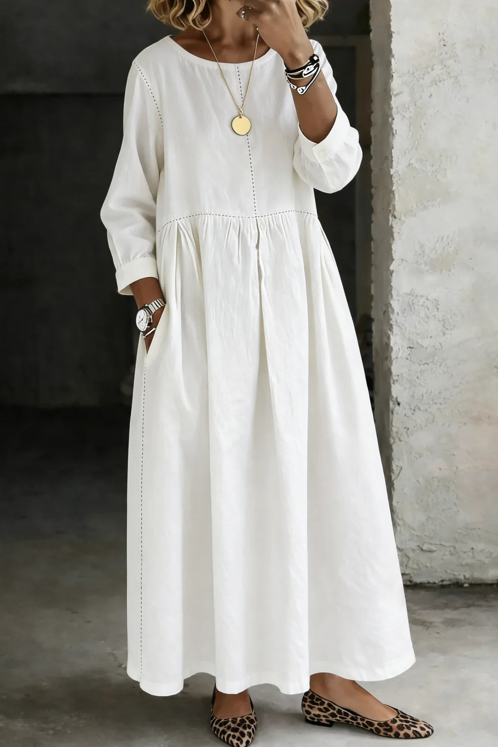 Melissa™ | Robe en jean col rond manches longues