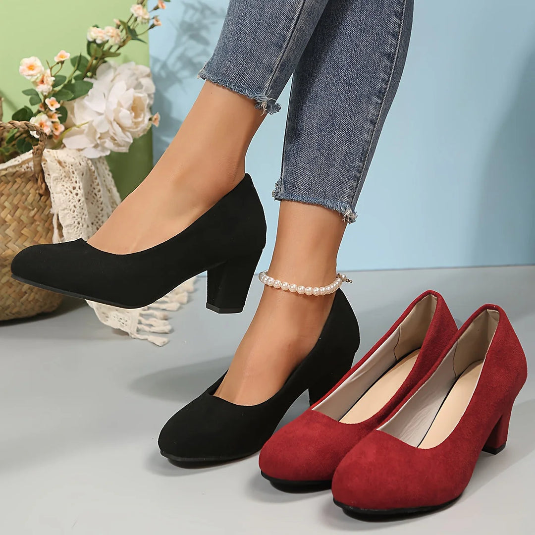 Sylvie™ | Escarpins à Bout Large et Talon Stable