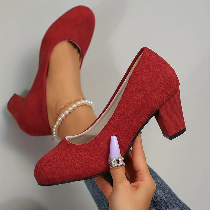 Sylvie™ | Escarpins à Bout Large et Talon Stable