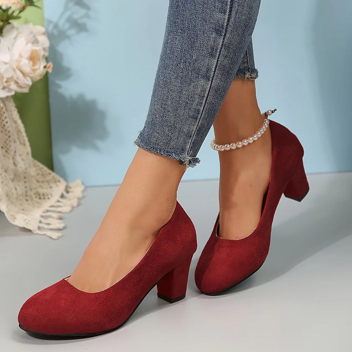 Sylvie™ | Escarpins à Bout Large et Talon Stable