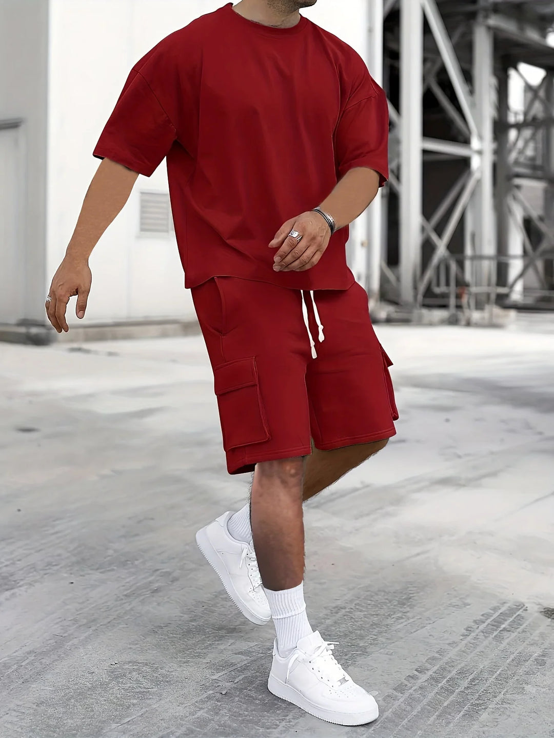 Ensemble T-shirt Décontracté et Pantalons Cargo pour Hommes