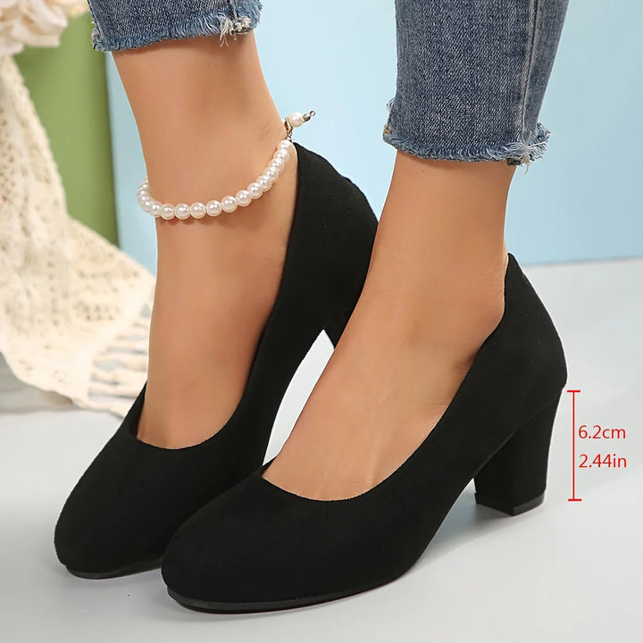 Sylvie™ | Escarpins à Bout Large et Talon Stable