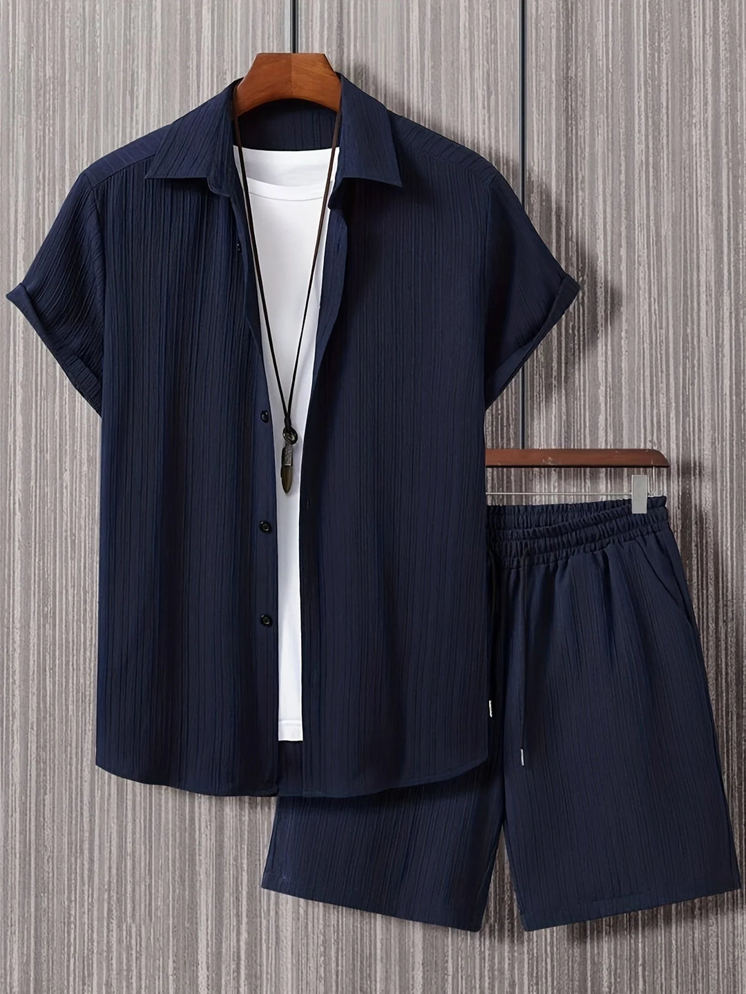 Ensemble de Chemise et Pantalons Courts Bleu Marine