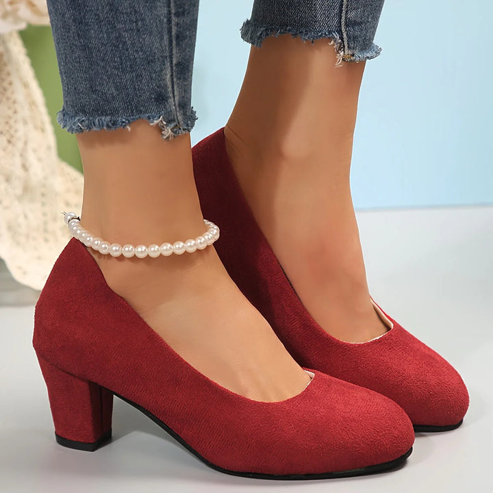 Sylvie™ | Escarpins à Bout Large et Talon Stable