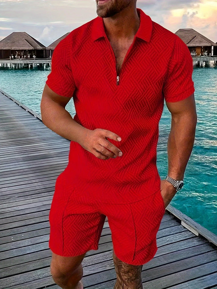 Ensemble Polo et Shorts Géométriques Décontractés et Stylés