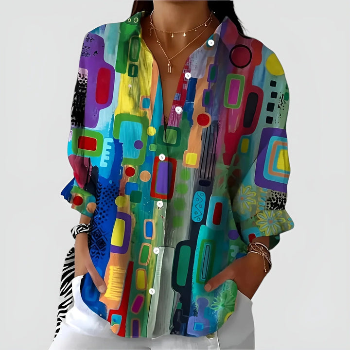 Edna™ | Blouse Géométrique Élégante