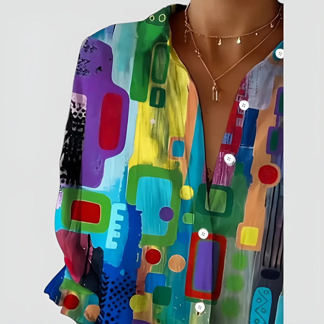 Edna™ | Blouse Géométrique Élégante