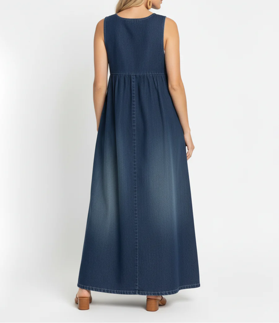 Karen™ | Robe maxi en denim lavé vintage