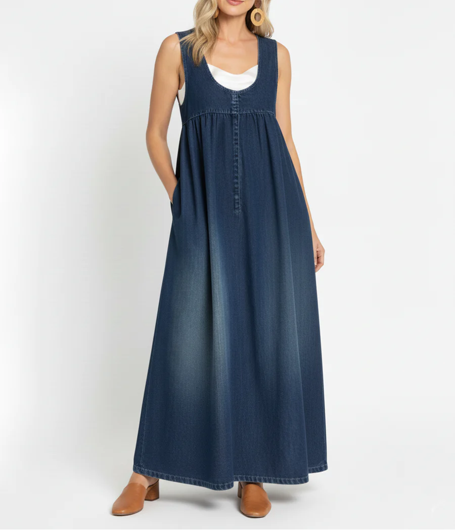 Karen™ | Robe maxi en denim lavé vintage