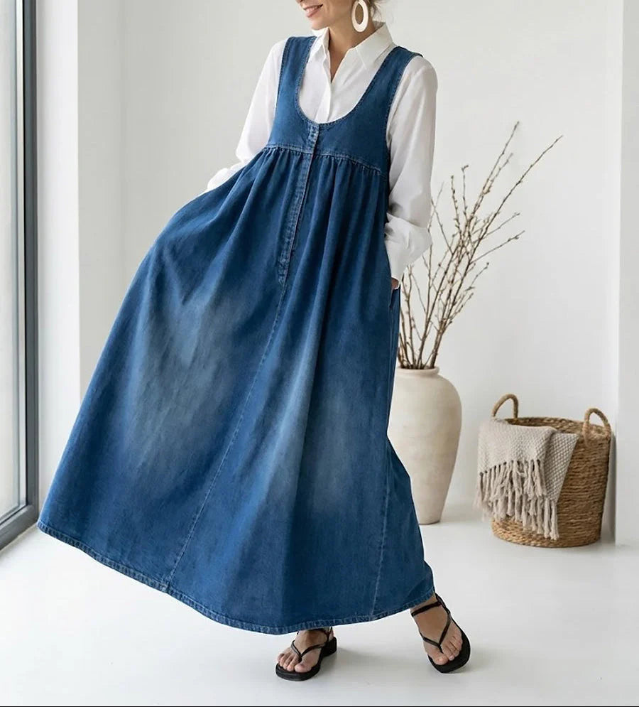 Karen™ | Robe maxi en denim lavé vintage