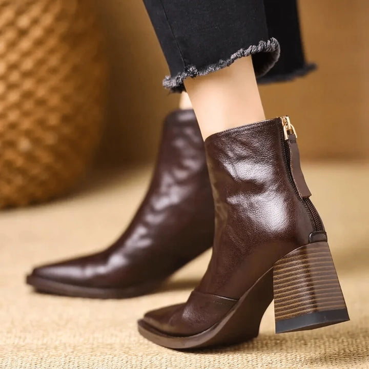Auviero™ | Bottines en cuir à talon élégant