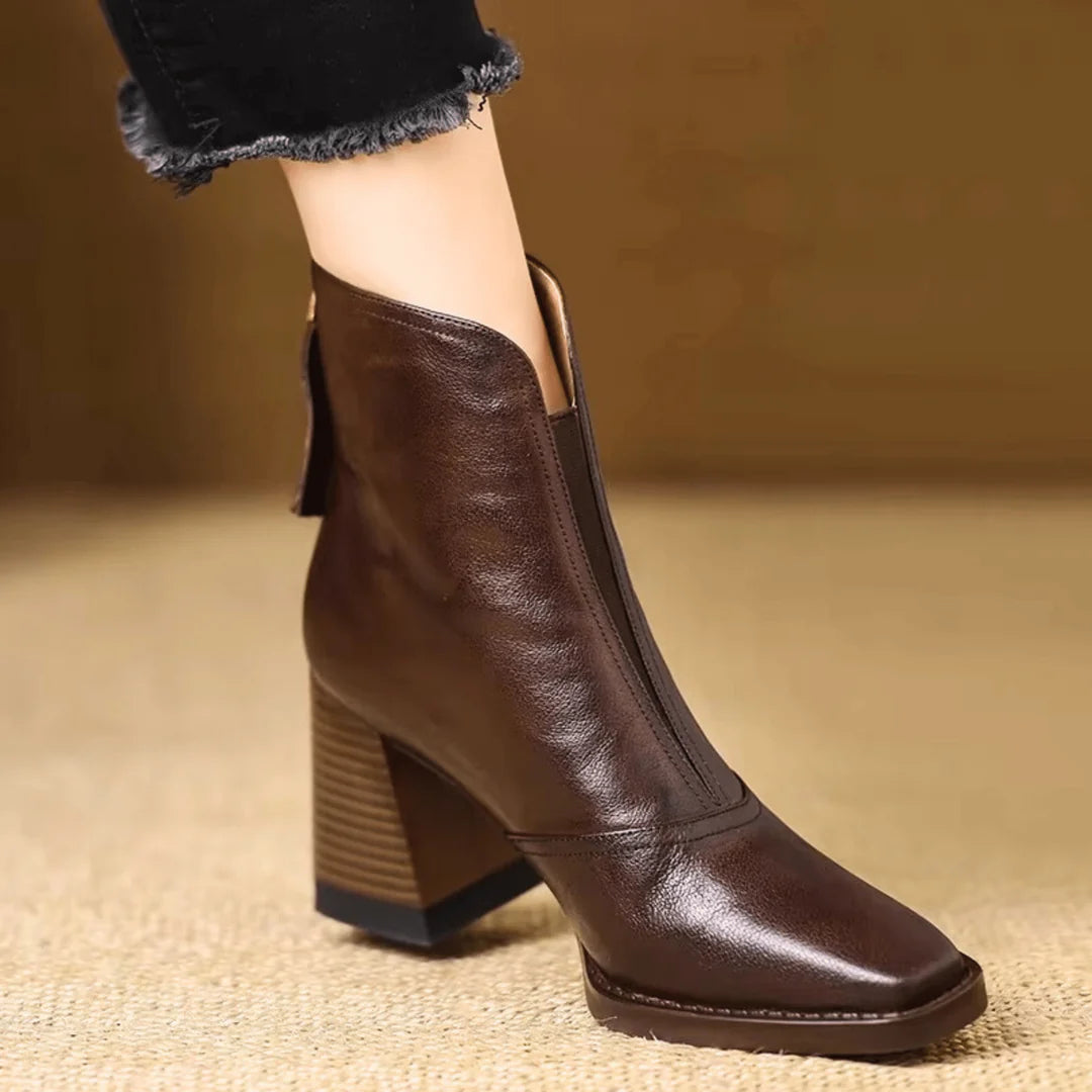 Auviero™ | Bottines en cuir à talon élégant