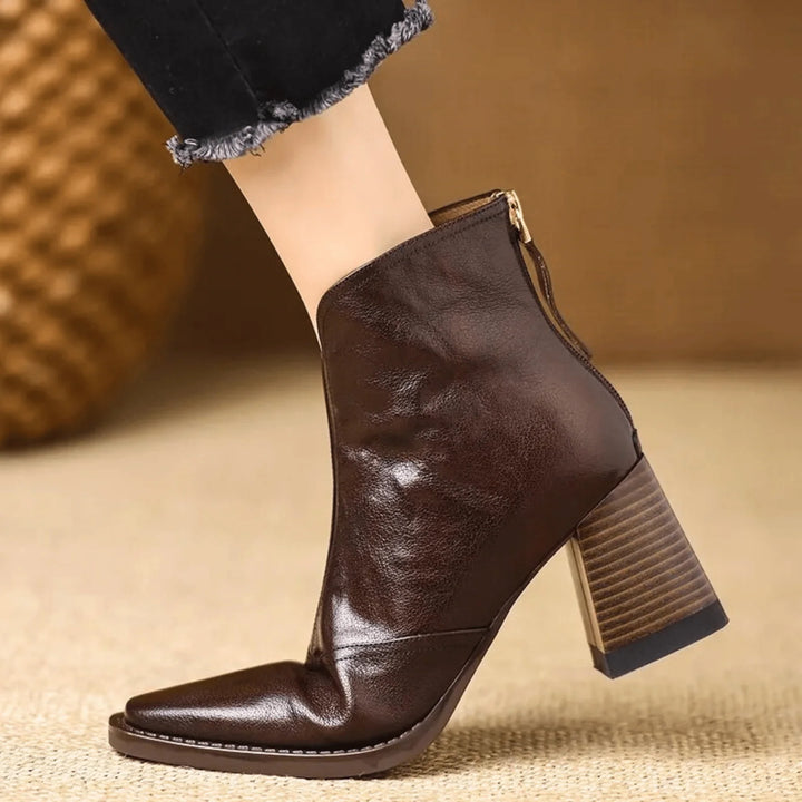 Auviero™ | Bottines en cuir à talon élégant